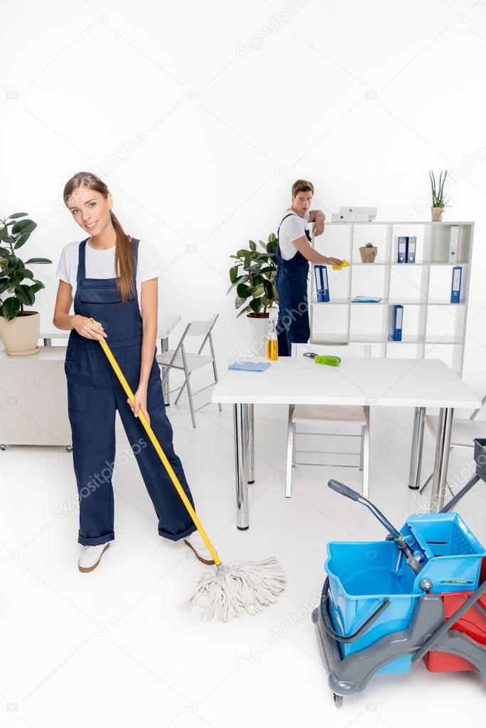 professional young cleaners 