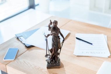 lawyer workplace with themis sculpture clipart