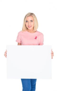 woman with blank banner clipart