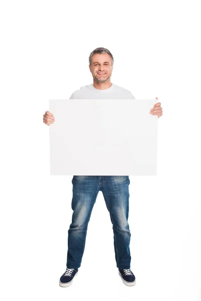 Man with empty banner — Stock Photo, Image