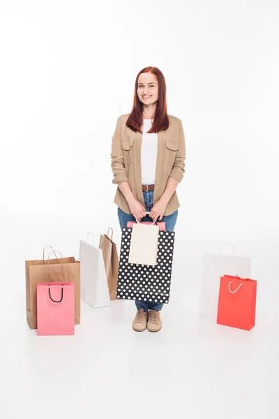 Vrouw met boodschappentassen — Gratis stockfoto