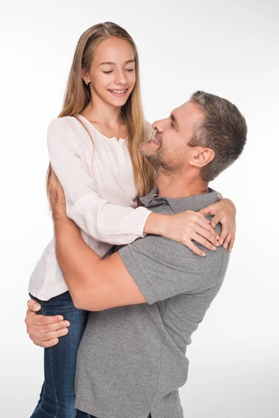 Pai segurando as mãos filha — Fotografia de Stock