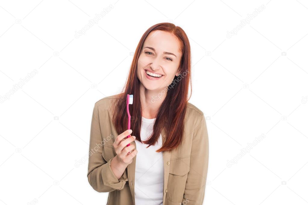 woman with tooth brush