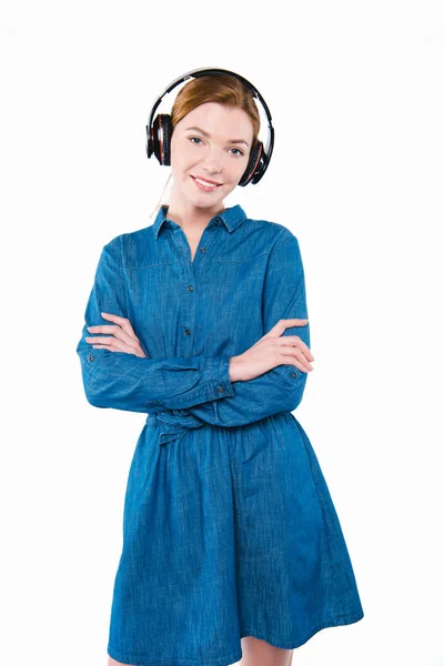 Stylish girl with headphones — Free Stock Photo