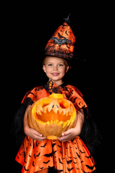 Witch with jack o lantern for halloween — Stock Photo, Image