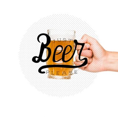 person holding glass of beer clipart