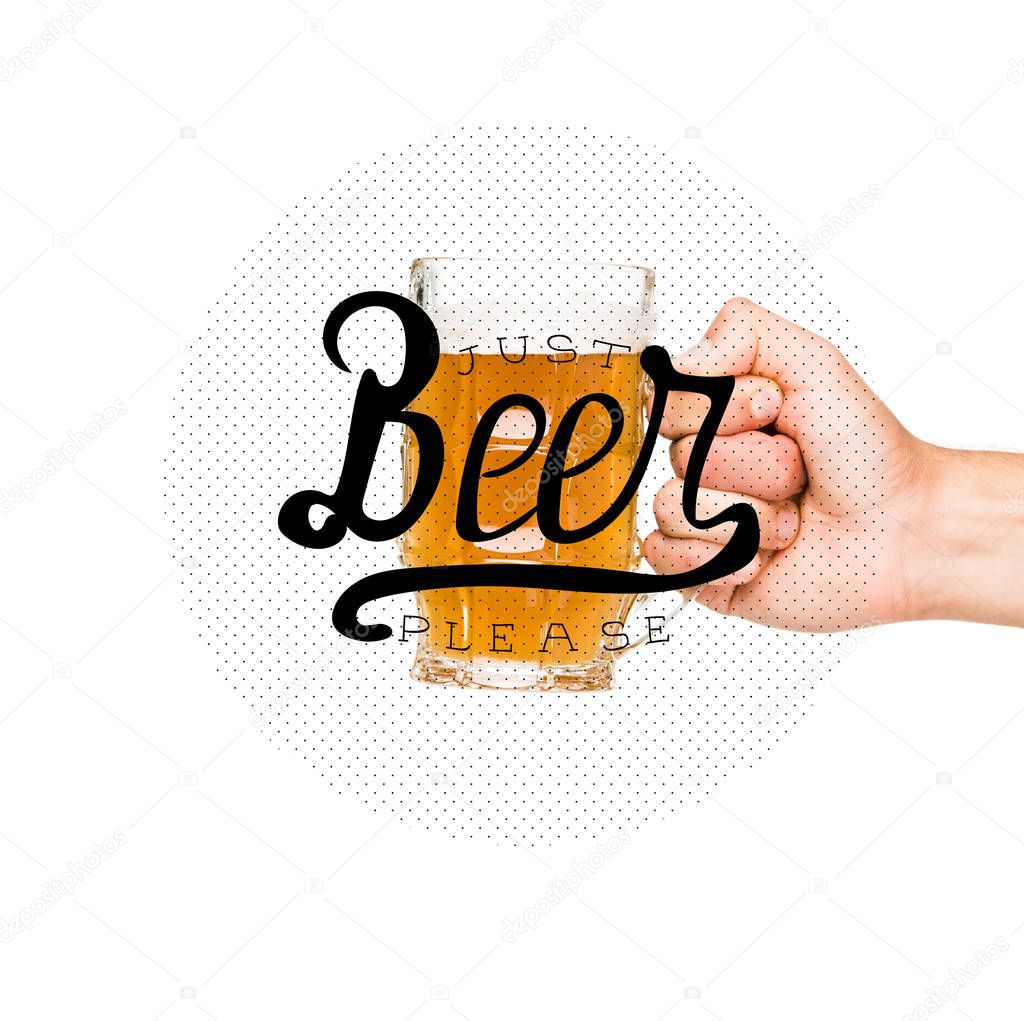 Cropped view of person holding glass of beer