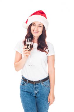 Şampanya ile gülümseyen kız