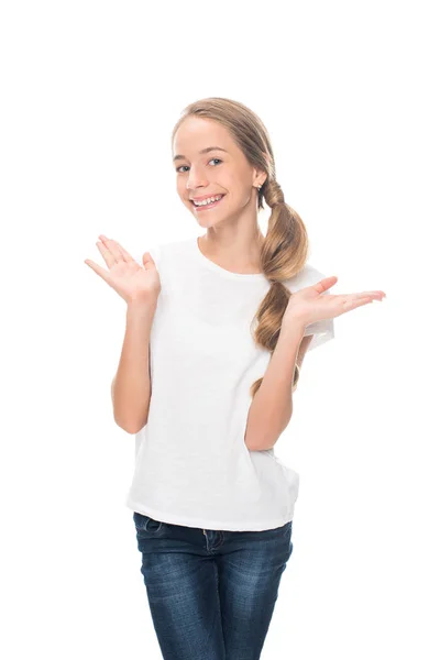 Teenager with shrug gesture — Stock Photo, Image