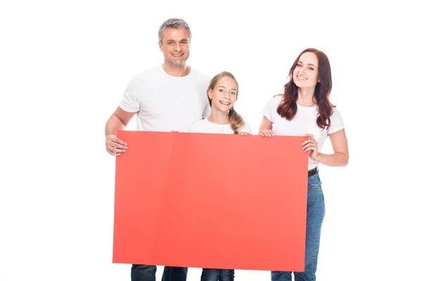 Family with empty board — Stock Photo, Image