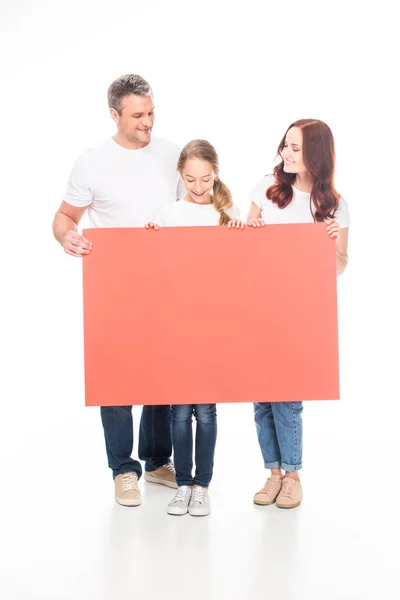 Family with empty board — Stock Photo, Image