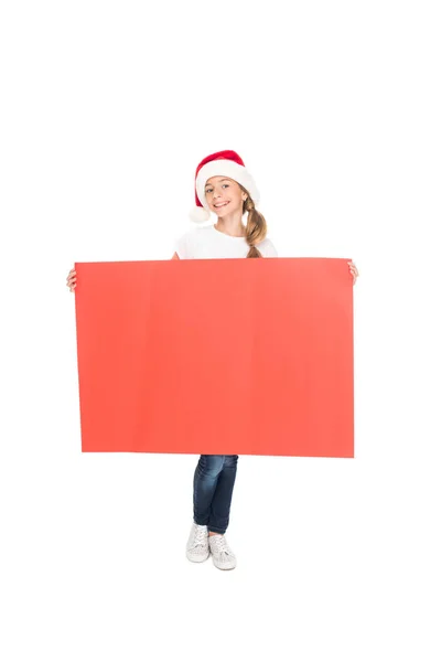 Teenager with Christmas empty board — Free Stock Photo
