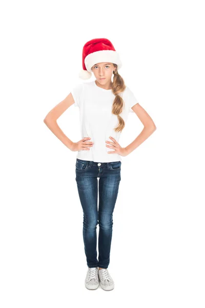 Tiener in Kerstman hoed — Stockfoto