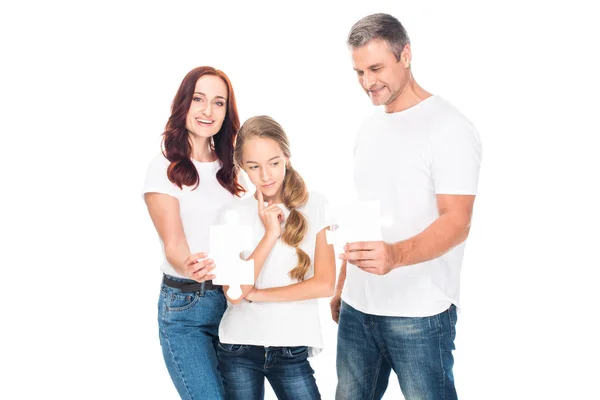 Familie met puzzelstukjes — Stockfoto