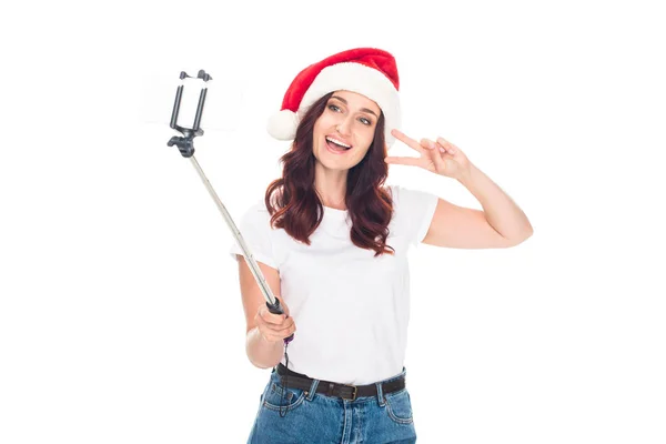 Girl taking selfie on Christmas — Stock Photo, Image