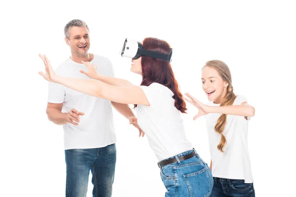 Family using vr headset — Stock Photo, Image