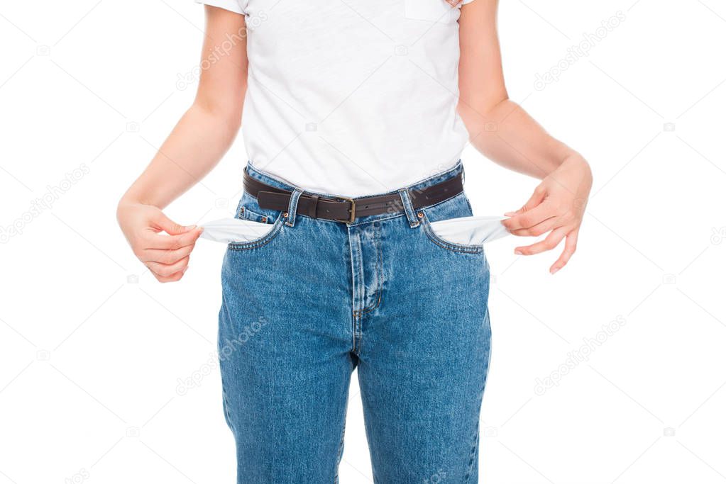 poor woman with empty pockets