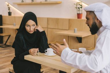 muslim couple having argument clipart