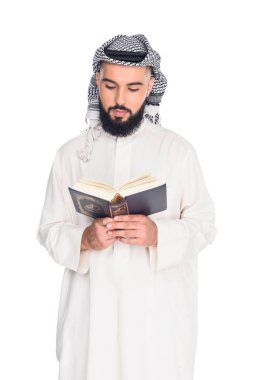 muslim man reading quran clipart