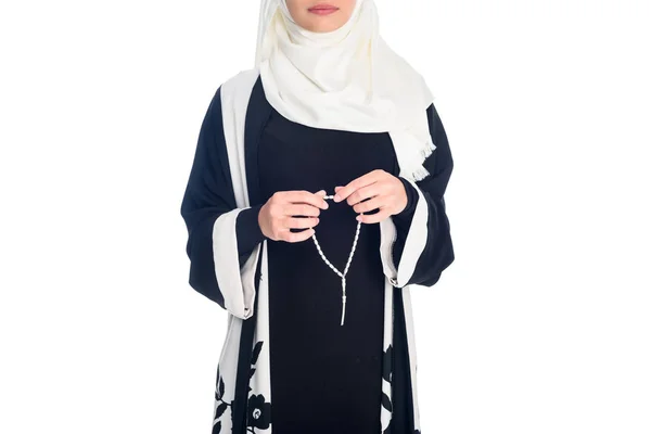 Muslim woman with prayer beads — Stock Photo, Image