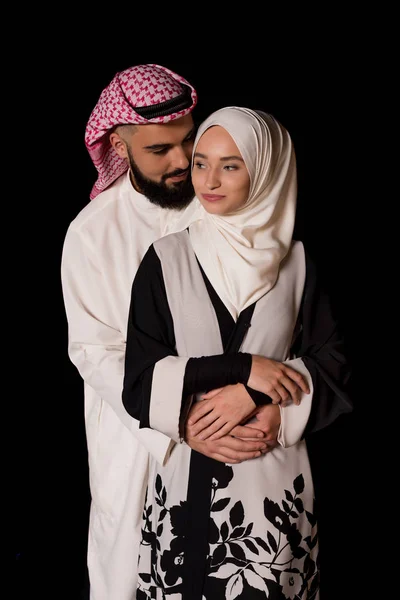 Embracing muslim couple — Stock Photo, Image