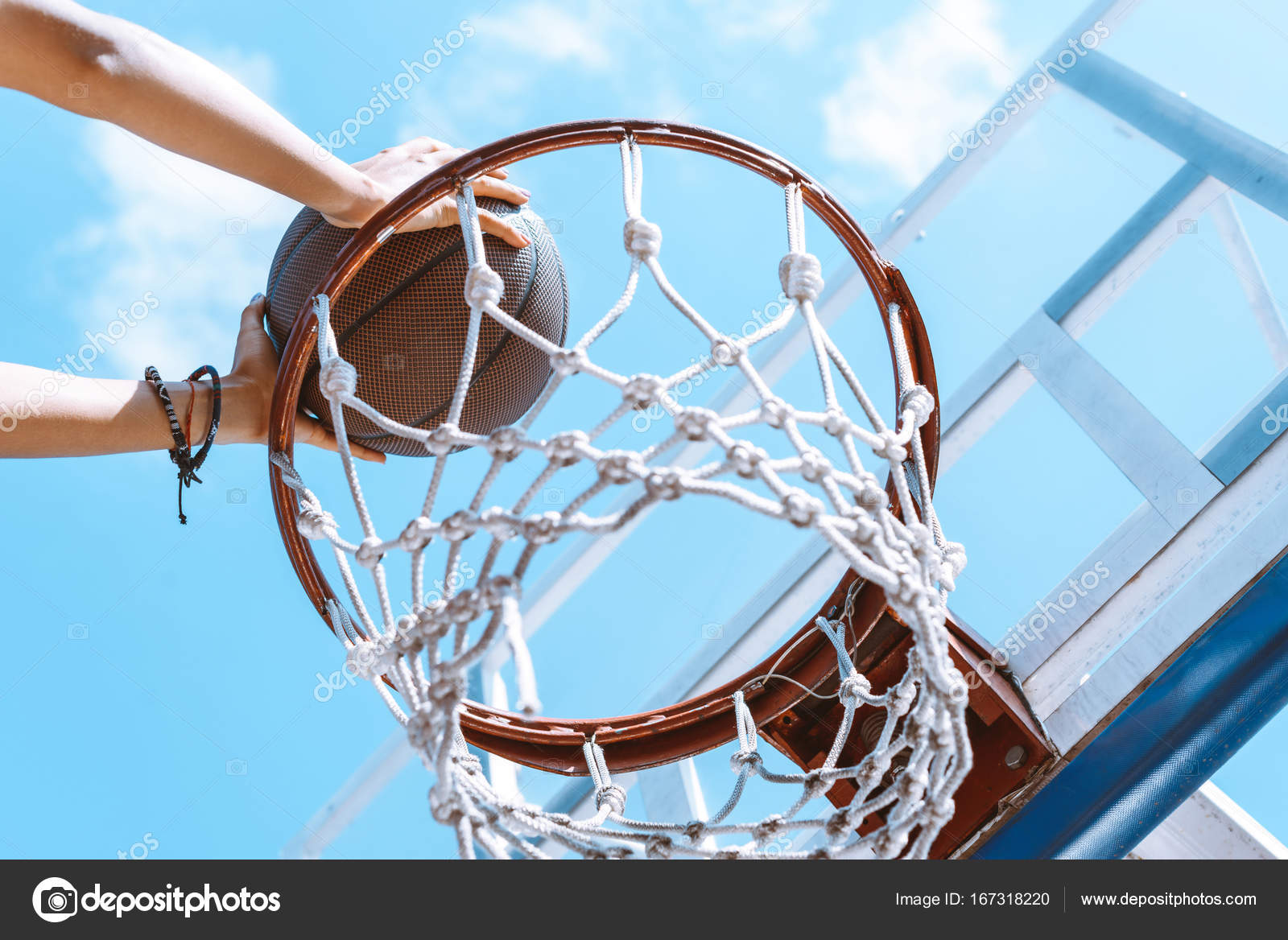 Hands throwing ball into basket Stock Photo by ©IgorVetushko 167318220