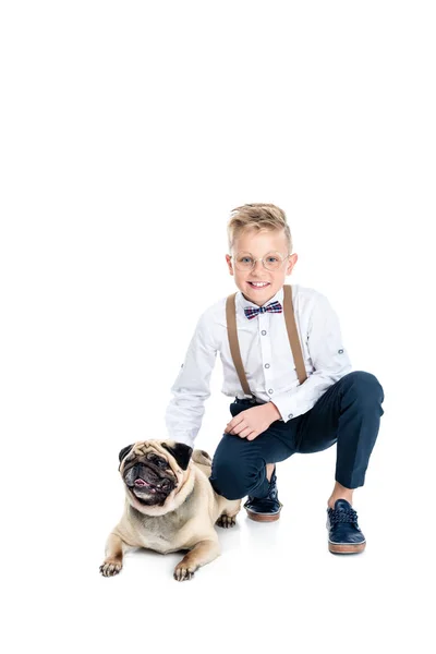 Niño con perro — Foto de Stock