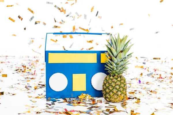 Pineapple and tape recorder — Stock Photo, Image