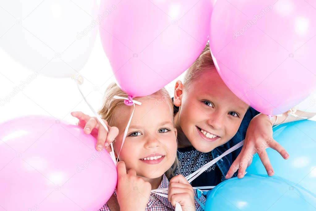 happy kids with balloons