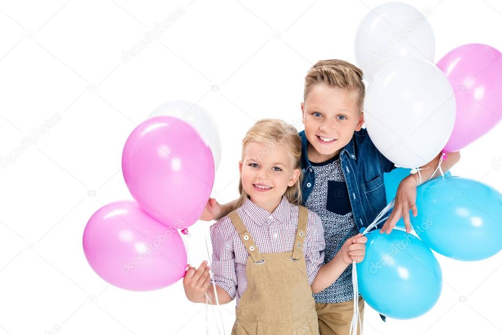 happy kids with balloons