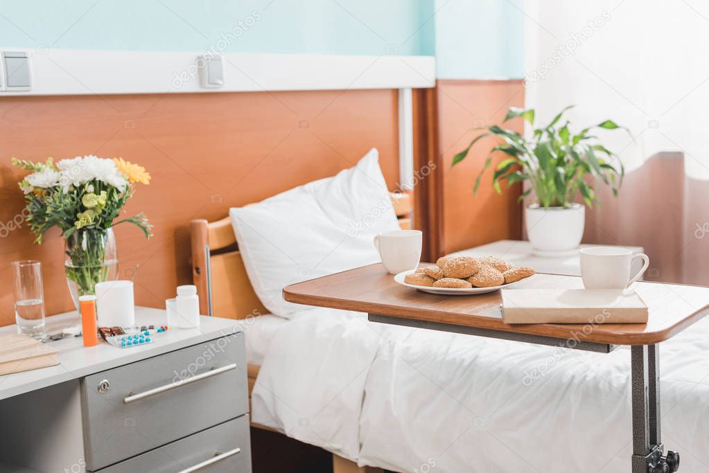 cookies and book in hospital room