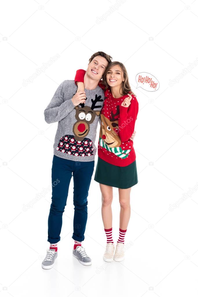 couple with ho ho ho card