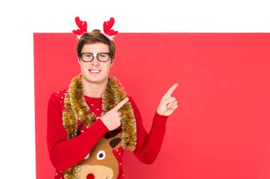 man with christmas decorations  clipart