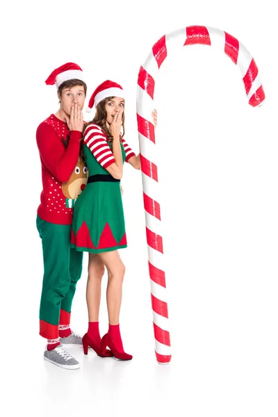 Couple with christmas decorative lollipop — Stock Photo, Image