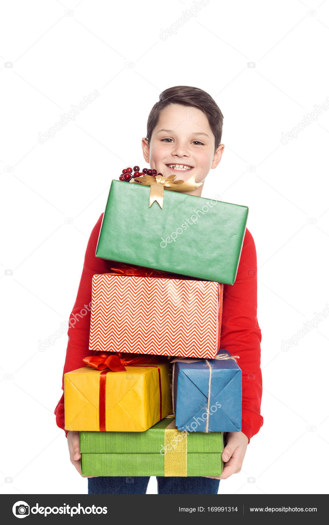 Boy with christmas presents — Stock Photo © IgorVetushko #169991314