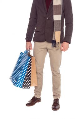 man with shopping bags   clipart