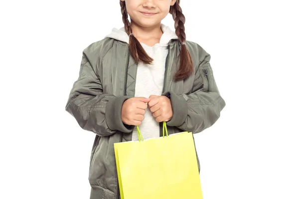 Niño con bolsas de compras — Foto de Stock