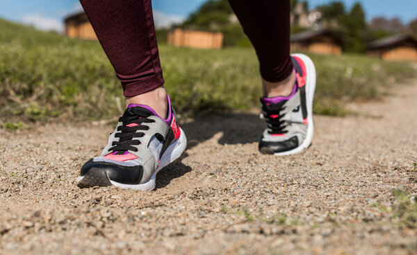 woman in modern sneakers