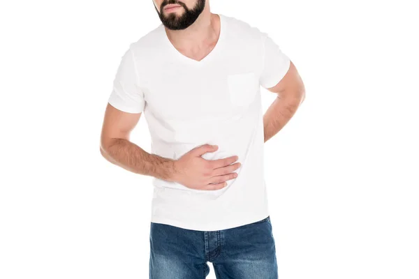 Mannen som har ont i magen — Stockfoto