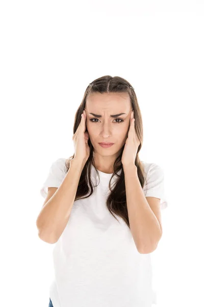 Mujer con dolor de cabeza — Foto de Stock