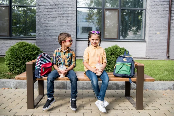 Children with milkshakes — Stock Photo, Image