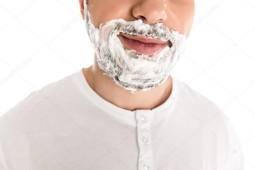 man in shaving foam