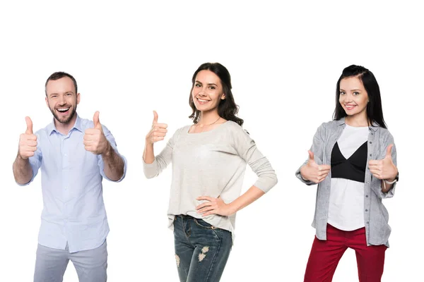Happy people showing thumbs up — Stock Photo, Image