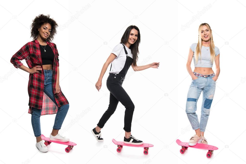 multicultural women on pennyboards