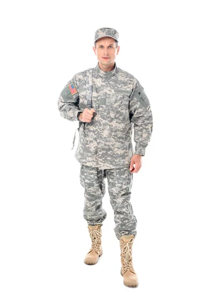 Military man in usa camouflage uniform — Stock Photo, Image