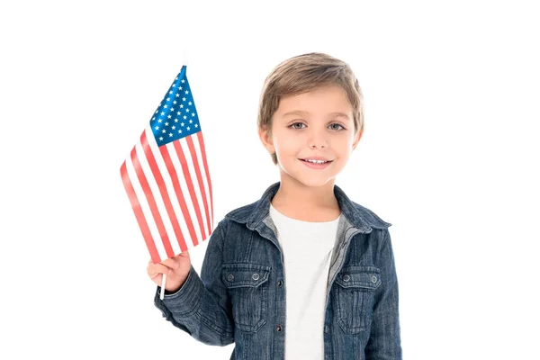 Menino com bandeira dos EUA — Fotografia de Stock