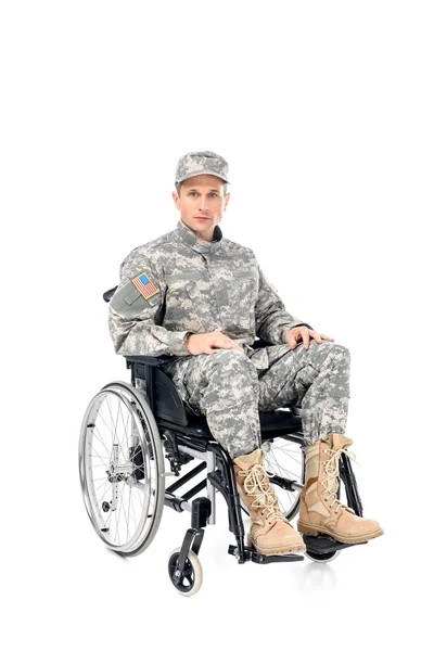 Militær mann i rullestol – stockfoto