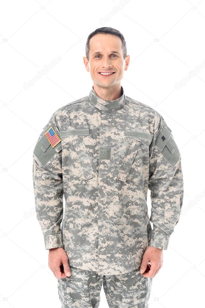 military man in usa camouflage uniform