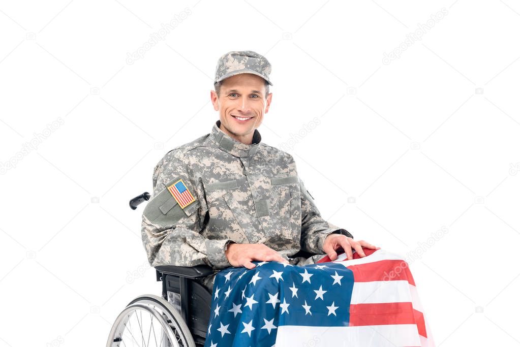 smiling soldier in wheelchair