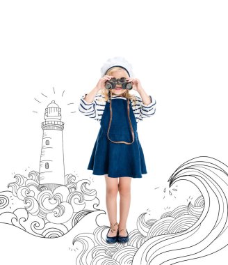 child holding binoculars clipart